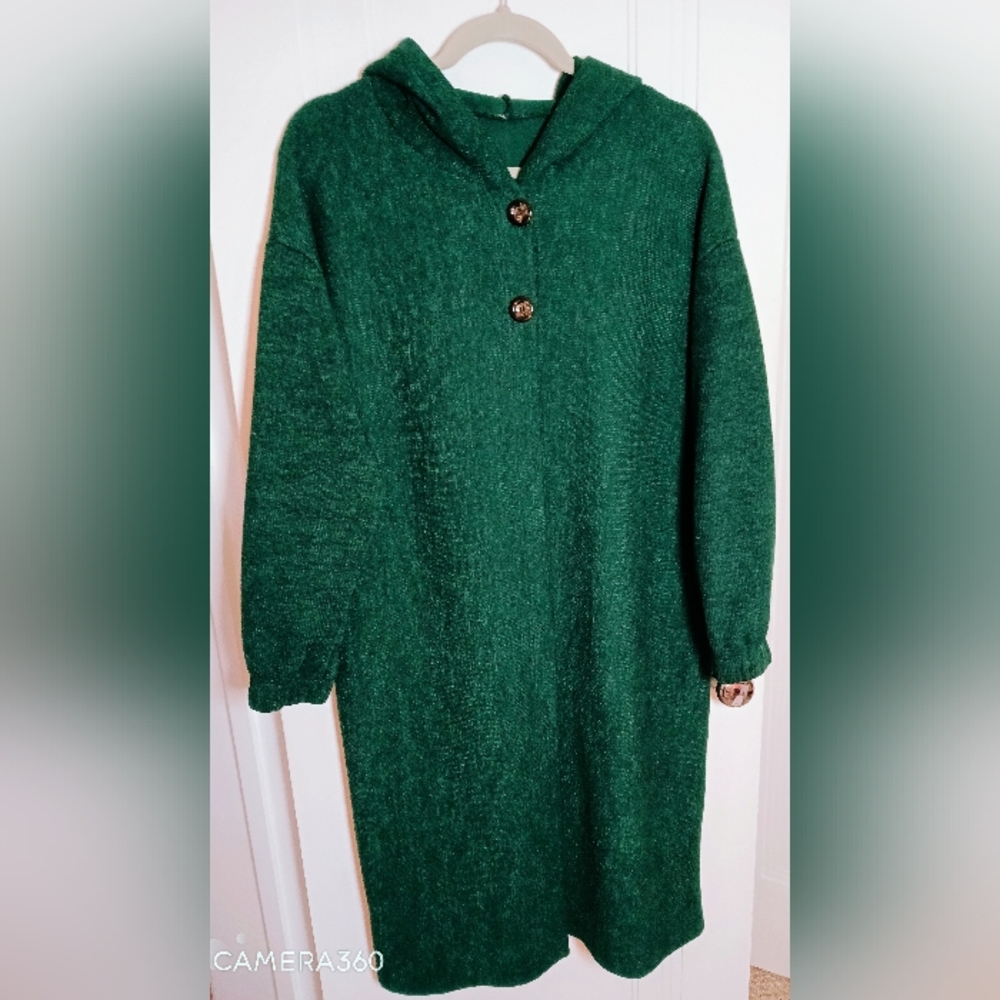 Hooded Dark Green Cloak Sweater